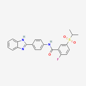 molecular formula C23H20FN3O3S B7424008 N-[4-(1H-benzimidazol-2-yl)phenyl]-2-fluoro-5-propan-2-ylsulfonylbenzamide 