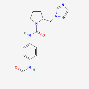 molecular formula C16H20N6O2 B7424094 N-(4-acetamidophenyl)-2-(1,2,4-triazol-1-ylmethyl)pyrrolidine-1-carboxamide 
