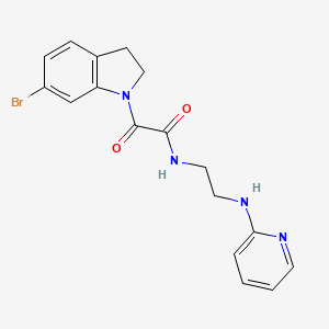 molecular formula C17H17BrN4O2 B7424141 2-(6-bromo-2,3-dihydroindol-1-yl)-2-oxo-N-[2-(pyridin-2-ylamino)ethyl]acetamide 