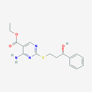 molecular formula C16H19N3O3S B7424178 ethyl 4-amino-2-[(3S)-3-hydroxy-3-phenylpropyl]sulfanylpyrimidine-5-carboxylate 