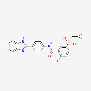 molecular formula C24H20FN3O3S B7424350 N-[4-(1H-benzimidazol-2-yl)phenyl]-5-(cyclopropylmethylsulfonyl)-2-fluorobenzamide 