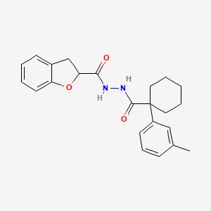 molecular formula C23H26N2O3 B7424489 N'-[1-(3-methylphenyl)cyclohexanecarbonyl]-2,3-dihydro-1-benzofuran-2-carbohydrazide 