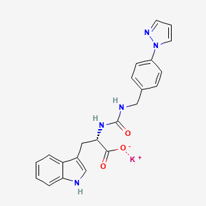 molecular formula C22H20KN5O3 B7424635 potassium;(2S)-3-(1H-indol-3-yl)-2-[(4-pyrazol-1-ylphenyl)methylcarbamoylamino]propanoate 