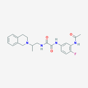 molecular formula C22H25FN4O3 B7424686 N'-(3-acetamido-4-fluorophenyl)-N-[2-(3,4-dihydro-1H-isoquinolin-2-yl)propyl]oxamide 