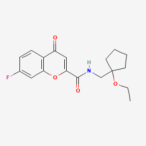 molecular formula C18H20FNO4 B7424755 N-[(1-ethoxycyclopentyl)methyl]-7-fluoro-4-oxochromene-2-carboxamide 