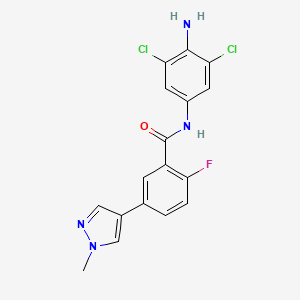 molecular formula C17H13Cl2FN4O B7424921 N-(4-amino-3,5-dichlorophenyl)-2-fluoro-5-(1-methylpyrazol-4-yl)benzamide 
