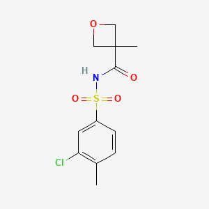 molecular formula C12H14ClNO4S B7424929 N-(3-chloro-4-methylphenyl)sulfonyl-3-methyloxetane-3-carboxamide 