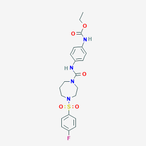 molecular formula C21H25FN4O5S B7425057 ethyl N-[4-[[4-(4-fluorophenyl)sulfonyl-1,4-diazepane-1-carbonyl]amino]phenyl]carbamate 