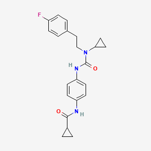 molecular formula C22H24FN3O2 B7425087 N-[4-[[cyclopropyl-[2-(4-fluorophenyl)ethyl]carbamoyl]amino]phenyl]cyclopropanecarboxamide 