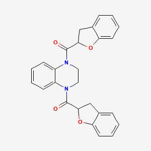 molecular formula C26H22N2O4 B7425167 [4-(2,3-Dihydro-1-benzofuran-2-carbonyl)-2,3-dihydroquinoxalin-1-yl]-(2,3-dihydro-1-benzofuran-2-yl)methanone 