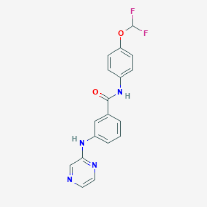 molecular formula C18H14F2N4O2 B7425525 N-[4-(difluoromethoxy)phenyl]-3-(pyrazin-2-ylamino)benzamide 