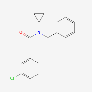 molecular formula C20H22ClNO B7425655 N-benzyl-2-(3-chlorophenyl)-N-cyclopropyl-2-methylpropanamide 
