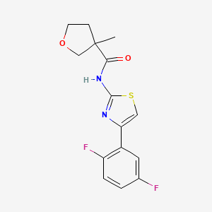 molecular formula C15H14F2N2O2S B7425657 N-[4-(2,5-difluorophenyl)-1,3-thiazol-2-yl]-3-methyloxolane-3-carboxamide 