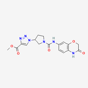 molecular formula C17H18N6O5 B7425675 methyl 1-[1-[(3-oxo-4H-1,4-benzoxazin-7-yl)carbamoyl]pyrrolidin-3-yl]triazole-4-carboxylate 