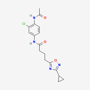 molecular formula C17H19ClN4O3 B7425740 N-(4-acetamido-3-chlorophenyl)-4-(3-cyclopropyl-1,2,4-oxadiazol-5-yl)butanamide 