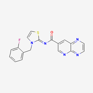 molecular formula C18H12FN5OS B7425781 N-[3-[(2-fluorophenyl)methyl]-1,3-thiazol-2-ylidene]pyrido[2,3-b]pyrazine-7-carboxamide 