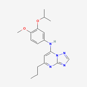 molecular formula C18H23N5O2 B7425817 N-(4-methoxy-3-propan-2-yloxyphenyl)-5-propyl-[1,2,4]triazolo[1,5-a]pyrimidin-7-amine 
