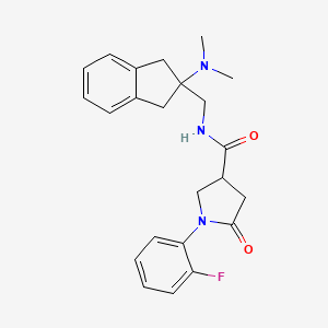 molecular formula C23H26FN3O2 B7425912 N-[[2-(dimethylamino)-1,3-dihydroinden-2-yl]methyl]-1-(2-fluorophenyl)-5-oxopyrrolidine-3-carboxamide 