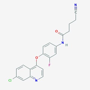 molecular formula C20H15ClFN3O2 B7426001 N-[4-(7-chloroquinolin-4-yl)oxy-3-fluorophenyl]-4-cyanobutanamide 