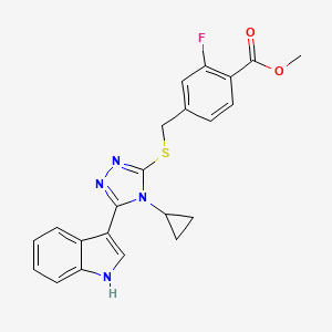 molecular formula C22H19FN4O2S B7426250 methyl 4-[[4-cyclopropyl-5-(1H-indol-3-yl)-1,2,4-triazol-3-yl]sulfanylmethyl]-2-fluorobenzoate 