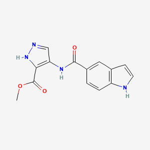 molecular formula C14H12N4O3 B7426893 methyl 4-(1H-indole-5-carbonylamino)-1H-pyrazole-5-carboxylate 