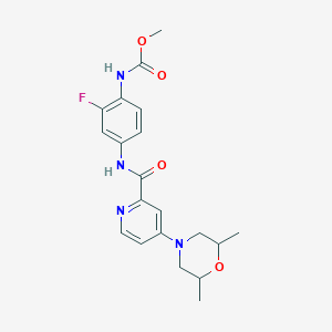 molecular formula C20H23FN4O4 B7426935 methyl N-[4-[[4-(2,6-dimethylmorpholin-4-yl)pyridine-2-carbonyl]amino]-2-fluorophenyl]carbamate 