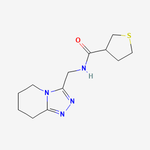 molecular formula C12H18N4OS B7426965 N-(5,6,7,8-tetrahydro-[1,2,4]triazolo[4,3-a]pyridin-3-ylmethyl)thiolane-3-carboxamide 