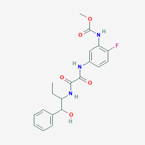molecular formula C20H22FN3O5 B7427582 methyl N-[2-fluoro-5-[[2-[(1-hydroxy-1-phenylbutan-2-yl)amino]-2-oxoacetyl]amino]phenyl]carbamate 