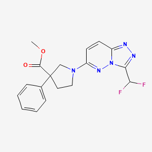 molecular formula C18H17F2N5O2 B7427615 Methyl 1-[3-(difluoromethyl)-[1,2,4]triazolo[4,3-b]pyridazin-6-yl]-3-phenylpyrrolidine-3-carboxylate 