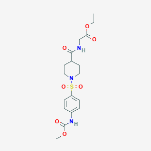 molecular formula C18H25N3O7S B7427621 Ethyl 2-[[1-[4-(methoxycarbonylamino)phenyl]sulfonylpiperidine-4-carbonyl]amino]acetate 