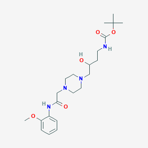 molecular formula C22H36N4O5 B7427828 tert-butyl N-[3-hydroxy-4-[4-[2-(2-methoxyanilino)-2-oxoethyl]piperazin-1-yl]butyl]carbamate 