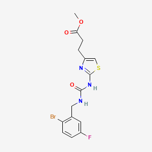 molecular formula C15H15BrFN3O3S B7427881 Methyl 3-[2-[(2-bromo-5-fluorophenyl)methylcarbamoylamino]-1,3-thiazol-4-yl]propanoate 
