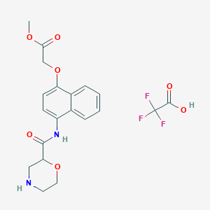 molecular formula C20H21F3N2O7 B7427977 Methyl 2-[4-(morpholine-2-carbonylamino)naphthalen-1-yl]oxyacetate;2,2,2-trifluoroacetic acid 