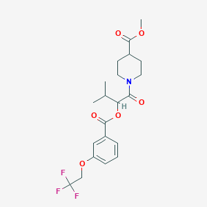 molecular formula C21H26F3NO6 B7428053 Methyl 1-[3-methyl-2-[3-(2,2,2-trifluoroethoxy)benzoyl]oxybutanoyl]piperidine-4-carboxylate 