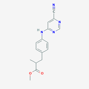 molecular formula C16H16N4O2 B7428326 Methyl 3-[4-[(6-cyanopyrimidin-4-yl)amino]phenyl]-2-methylpropanoate 