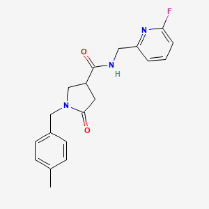 molecular formula C19H20FN3O2 B7428546 N-[(6-fluoropyridin-2-yl)methyl]-1-[(4-methylphenyl)methyl]-5-oxopyrrolidine-3-carboxamide 