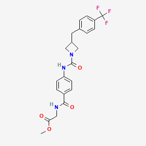 molecular formula C22H22F3N3O4 B7428581 Methyl 2-[[4-[[3-[[4-(trifluoromethyl)phenyl]methyl]azetidine-1-carbonyl]amino]benzoyl]amino]acetate 