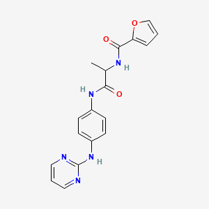 molecular formula C18H17N5O3 B7428726 N-[1-oxo-1-[4-(pyrimidin-2-ylamino)anilino]propan-2-yl]furan-2-carboxamide 
