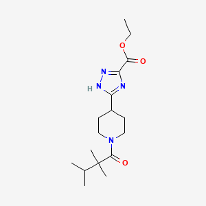 molecular formula C17H28N4O3 B7428874 ethyl 5-[1-(2,2,3-trimethylbutanoyl)piperidin-4-yl]-1H-1,2,4-triazole-3-carboxylate 