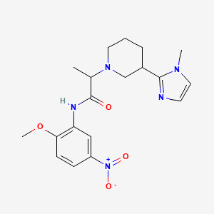 molecular formula C19H25N5O4 B7428922 N-(2-methoxy-5-nitrophenyl)-2-[3-(1-methylimidazol-2-yl)piperidin-1-yl]propanamide 
