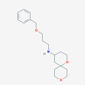 molecular formula C19H29NO3 B7429363 N-(3-phenylmethoxypropyl)-1,9-dioxaspiro[5.5]undecan-4-amine 