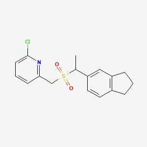 molecular formula C17H18ClNO2S B7429597 2-chloro-6-[1-(2,3-dihydro-1H-inden-5-yl)ethylsulfonylmethyl]pyridine 