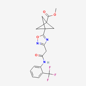 molecular formula C18H16F3N3O4 B7430013 Methyl 3-[3-[2-oxo-2-[2-(trifluoromethyl)anilino]ethyl]-1,2,4-oxadiazol-5-yl]bicyclo[1.1.1]pentane-1-carboxylate 