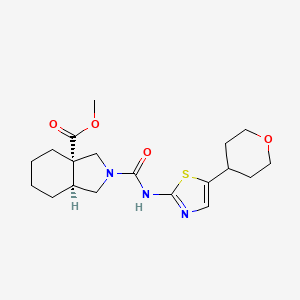 molecular formula C19H27N3O4S B7430100 methyl (3aS,7aS)-2-[[5-(oxan-4-yl)-1,3-thiazol-2-yl]carbamoyl]-3,4,5,6,7,7a-hexahydro-1H-isoindole-3a-carboxylate 