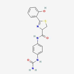 molecular formula C17H16N4O3S B7430331 N-[4-(carbamoylamino)phenyl]-2-(2-hydroxyphenyl)-4,5-dihydro-1,3-thiazole-4-carboxamide 