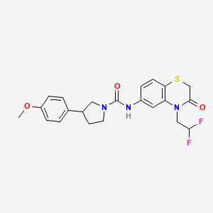 molecular formula C22H23F2N3O3S B7430362 N-[4-(2,2-difluoroethyl)-3-oxo-1,4-benzothiazin-6-yl]-3-(4-methoxyphenyl)pyrrolidine-1-carboxamide 