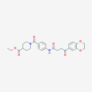 molecular formula C27H30N2O7 B7430375 Ethyl 1-[4-[[4-(2,3-dihydro-1,4-benzodioxin-6-yl)-4-oxobutanoyl]amino]benzoyl]piperidine-4-carboxylate 