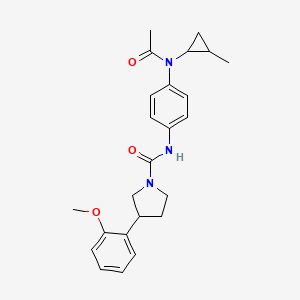 molecular formula C24H29N3O3 B7430397 N-[4-[acetyl-(2-methylcyclopropyl)amino]phenyl]-3-(2-methoxyphenyl)pyrrolidine-1-carboxamide 