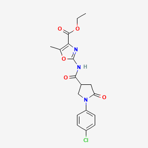 molecular formula C18H18ClN3O5 B7430451 Ethyl 2-[[1-(4-chlorophenyl)-5-oxopyrrolidine-3-carbonyl]amino]-5-methyl-1,3-oxazole-4-carboxylate 