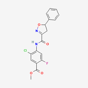 molecular formula C18H14ClFN2O4 B7430472 Methyl 5-chloro-2-fluoro-4-[(5-phenyl-4,5-dihydro-1,2-oxazole-3-carbonyl)amino]benzoate 